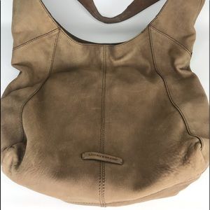 Lucky Brand Tan Suede Top Handle Hobo Handbag